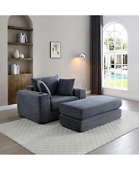 Streamdale Furniture 52.4" Oversized Corduroy Chaise Lounge Sofa Bed