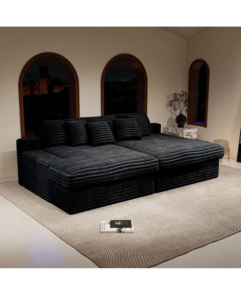 Streamdale Furniture Modular Sectional Sofa Seat, Upholstered Couch for Living Room, Black