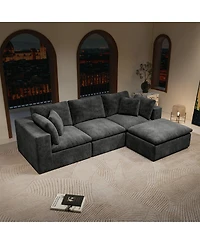 Streamdale Furniture Modular Upholstered Corduroy Sectional Sofa, Gray