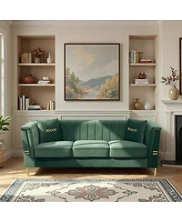 Streamdale Furniture Modern Velvet Sofa with Vertical Channel Tufting