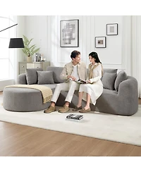 Streamdale Furniture Light Gray Corduroy Cloud Sectional Sofa with L-Shape Chaise