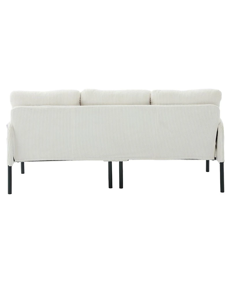 Streamdale Oversized Corduroy Loveseat Sofa with Metal Legs & Side Pockets