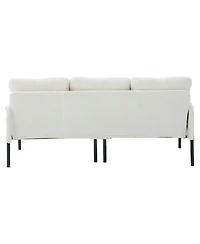 Streamdale Oversized Corduroy Loveseat Sofa with Metal Legs & Side Pockets