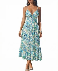 Cupshe Women's Blue Meadow Floral Mini Beach Dress