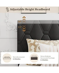 gaomon Queen Upholstered Bed Frame with Headboard and Wood Slats