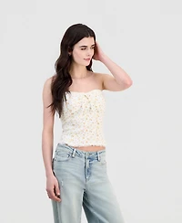 Just Polly Juniors' Ditsy Print Sweetheart-Neck Top