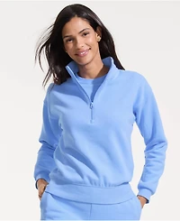 Lands' End Women's Serious Sweats Relaxed Quarter Zip Pullover Sweatshirt
