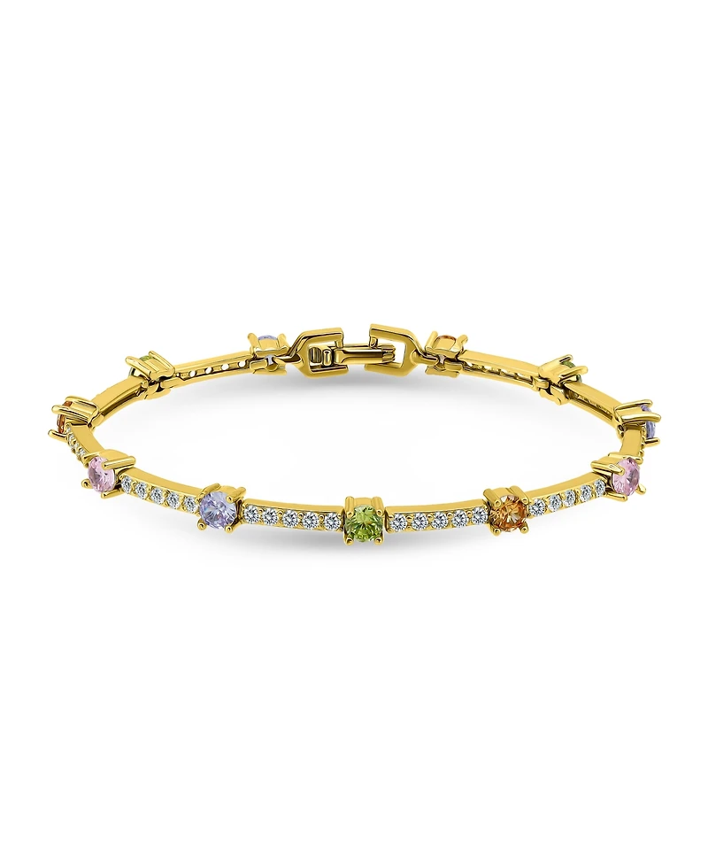 Macy's 3 5/8 ct. t.w 4mm 2mm Round Cubic Zirconia Stone Stations on Pave Link Bracelet, Created for