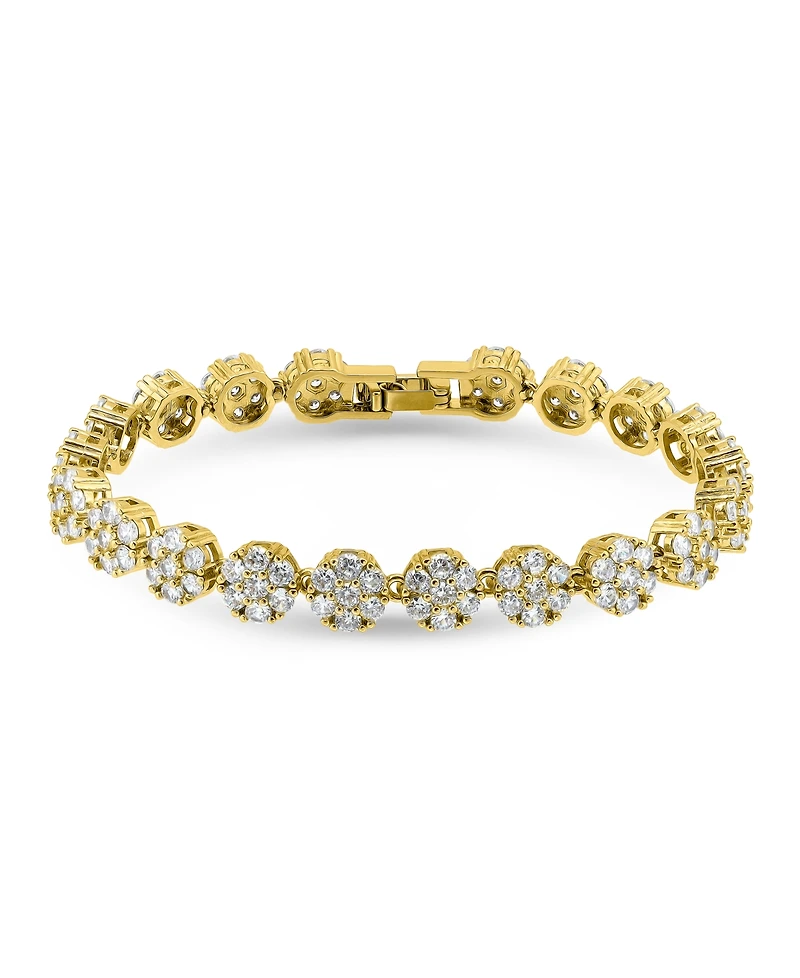 Macy's 7 ct. t.w 2mm Round Cut Cubic Zirconia Stones Cluster Flower Link Bracelet, Created for