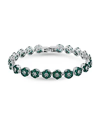 Macy's 1 ct. t.w 2mm Round Cut Cubic Zirconia Ruby Red Glass Stones Cluster Flower Link Bracelet, Created for