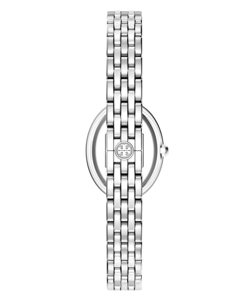 Tory Burch Women's The Oval Quartz Two-Hand Silver Stainless Steel Watch, 30mm