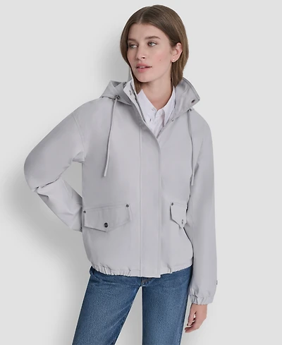 Dkny Women's Stand Collar Bomber Raincoat