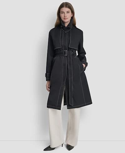 Dkny Women's Top Collar Utility Raincoat