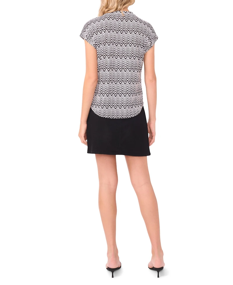 Vince Camuto Women's V-Neck Front Placket Short-Sleeve Blouse