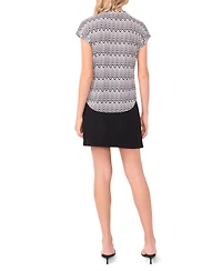 Vince Camuto Women's V-Neck Front Placket Short-Sleeve Blouse