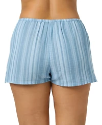 O'Neill Juniors' Brenda Waves Elastic Waistband Striped Shorts