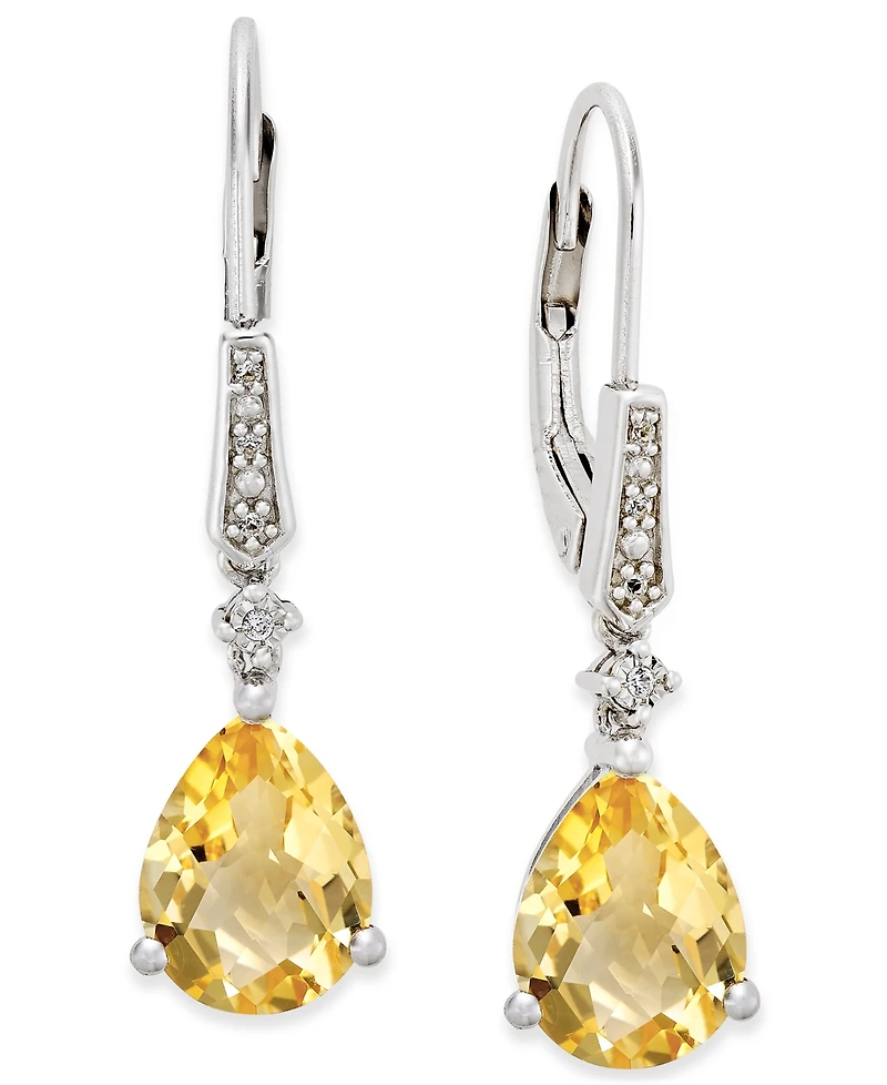Gemstone (3-3/4 ct. t.w.) and Diamond Accent Birthstone Drop Earrings in Sterling Silver