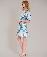 julia jordan Women's Puff-Sleeve V-Neck Mini Dress