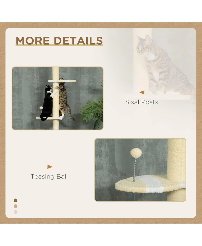 Zeus & Ruta Yellow 4-Tier Floor to Ceiling Cat Tree, 87-103" Adjustable