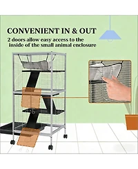 Aostirmotor Spacious Rolling Cat Hutch - Mobile Outdoor Wooden House & Shelter