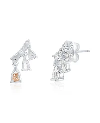 Suzy Levian New York Sterling Silver Cubic Zirconia Mini Ear Climber Dangle Stud Earrings