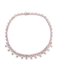 Suzy Levian New York Gala Collection Firework Cushion and Pear Cut Cubic Zirconia Tennis Necklace