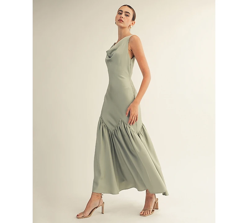 Arose Studio, Inc Women's Cowl Neck Mermaid Midi Dress