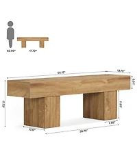 Tribesigns 55” Entryway Bench, Farmhouse Wood End of Bed Bench, Long Indoor Bench, Oak