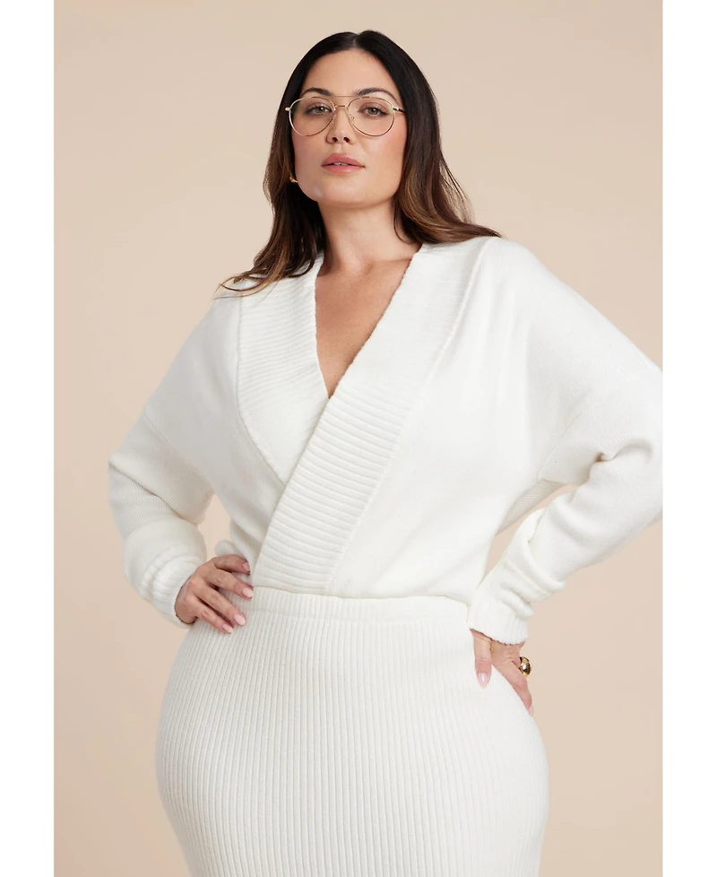 Eloquii Women's Wrap Sweater Maxi Dress