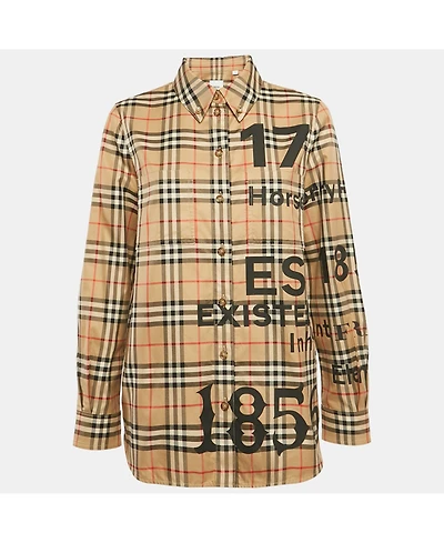 Pre-Owned Burberry Women's Beige Anette Vintage Check Cotton Shirt