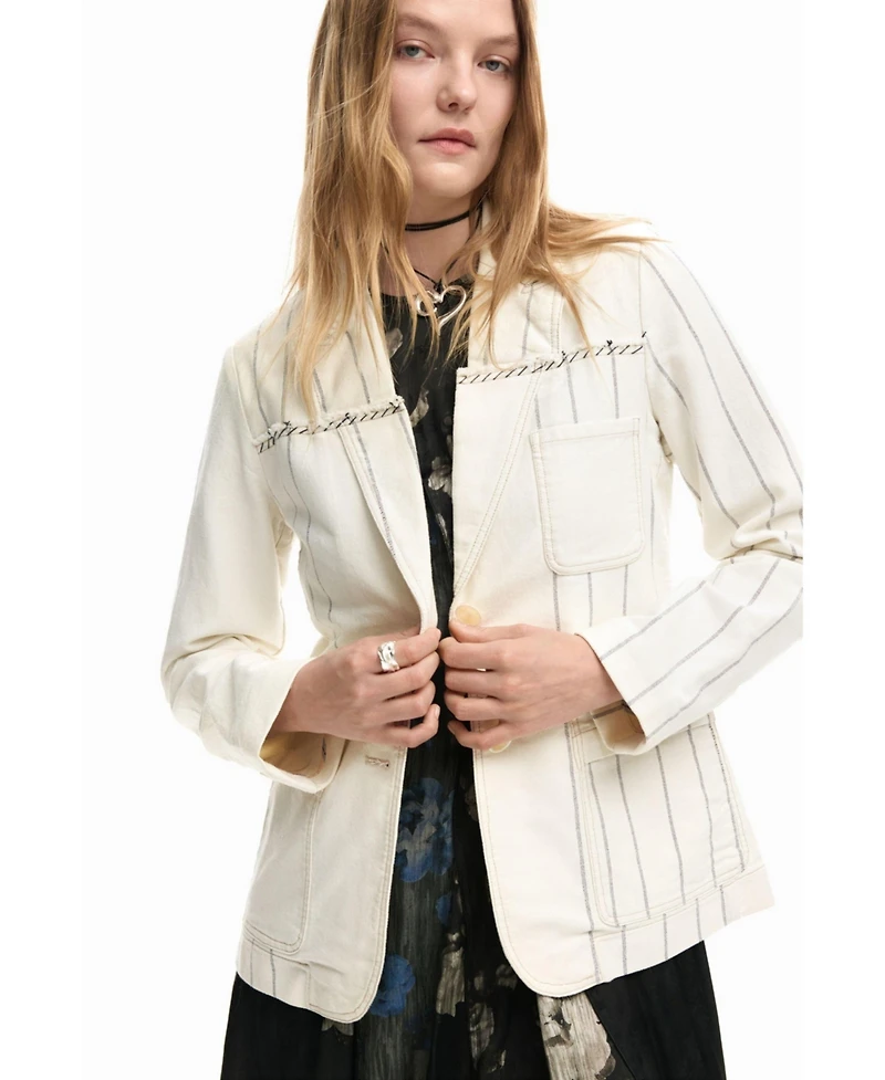 Desigual Women's Asymmetric striped blazer