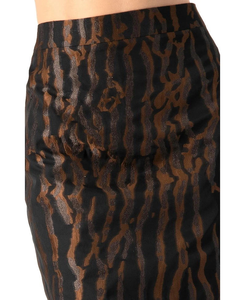 Ivonne Women's Midi Skirt with Back Slit