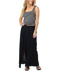O'Neill Women's Tryston Smocked Waist Button-Front Maxi Skirt