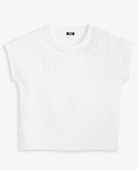 I.n.c. International Concepts Petite Short-Sleeve Lace-Shoulder Tee, Created for Macy's