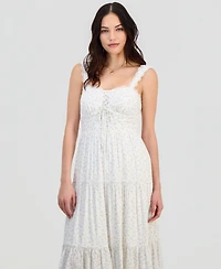 Self Esteem Juniors' Ditsy Floral Sweetheart-Neck Maxi Dress