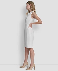 Dkny Women's Sleeveless Zipper Front Crewneck Sheath Dress