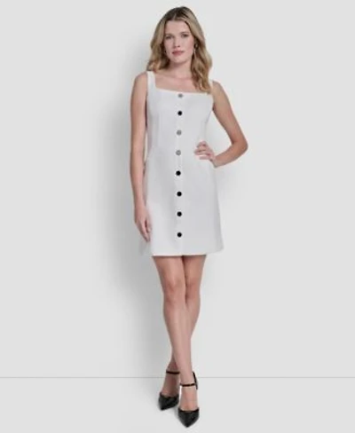 Dkny Womens Sleeveless Square Neck Sheath Dress