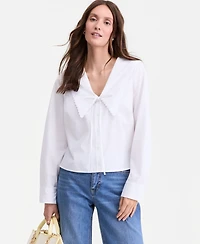 On 34th Women's Lace Trim Sailor Collar Long-Sleeve Blouse, Macy's Exclusive