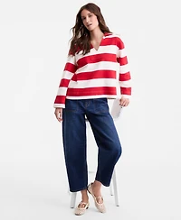 On 34th Women's Striped Interlock Knit Sailor Collar Top, Macy's Exclusive