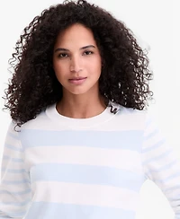 On 34th Women's Mixed-Stripe Crewneck Sweater, Macy's Exclusive