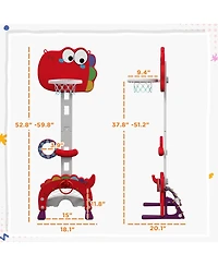 Kids Adjustable Basketball Hoop 52 to 60 Inch Height Multi Sport Play Set