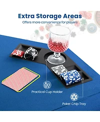 Hongge Foldable 8 Player Poker Table Top with Cup Holders and Chip Trays