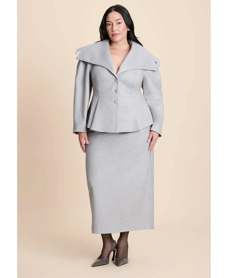 Eloquii Women's Heathered Column Maxi Skirt