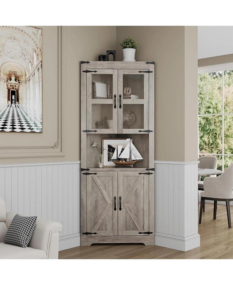 gaomon Tall Corner Cabinet, Farmhouse Storage Kitchen