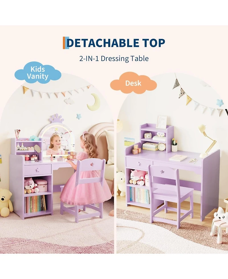 Gaomon Kids Vanity Lighted Mirror for Bedrooms, Apartments, Easy to Assemble