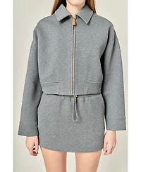 English Factory Women's Polo Zip-Up Sweatshirt