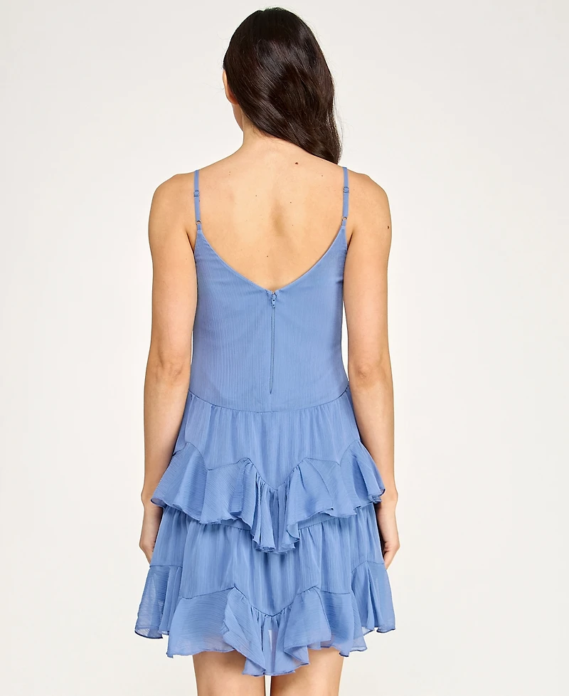 Seni & Cade Juniors' Ruffle Layered Trapeze Scoop Neck Dress