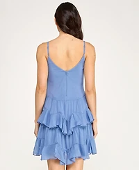 Seni & Cade Juniors' Ruffle Layered Trapeze Scoop Neck Dress