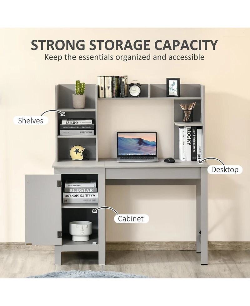 Homcom Computer Office Desk W/ Hutch Storage Cabinet,