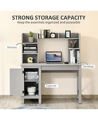 Homcom Computer Office Desk W/ Hutch Storage Cabinet,